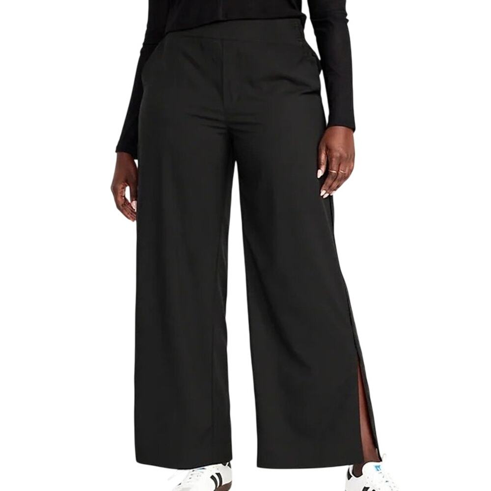 NWT Old Navy Black StretchTech High Waisted Wide Leg Athleisure Pants Size XL